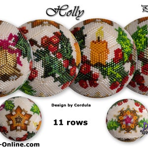 3D Peyote Ball Beading Pattern 11 rows - HOLLY with Basic Instructions Tutorial
