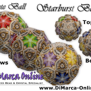 3D Peyote Ball Beading Pattern 15 rows - STARBURST BEVELS with Basic Instructions Tutorial