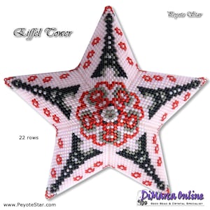 3D Peyote Star Beading Pattern EIFFEL TOWER with Basic Instructions Tutorial