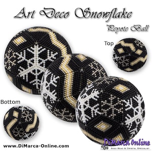 3D Peyote Ball Beading Pattern 11 rows - ART DECO SNOWFLAKES with Basic Instructions Tutorial