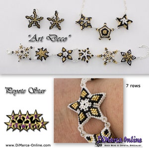 3D Peyote Star Beading Pattern 10 Star JEWELS ART DECO with Basic Instructions Tutorial