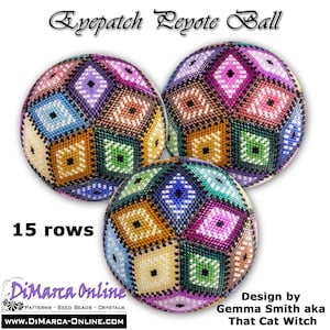 3D Peyote Ball Beading Pattern 15 rows - EYEPATCH with Basic Instructions Tutorial