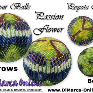 3D Peyote Ball Beading Pattern 11 rows - PASSION FLOWER with Basic Instructions Tutorial