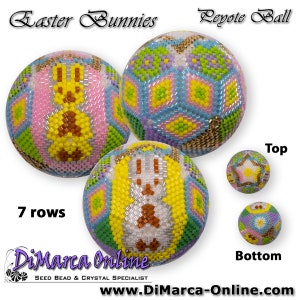 3D Peyote Ball Beading Pattern 7 rows - EASTER BUNNIES with Basic Instructions Tutorial