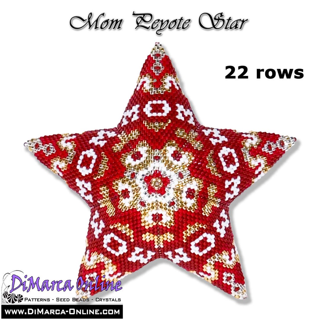 Star Pattern Torque Multiple Rows Tutorial 22 Rows - 3D Peyote Star Beading Pattern MOM With Basic ...