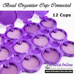 Bead Organizer CUPS CONNECTED - 12 Cups - Alphabet, Numbers or Blanks with Lid