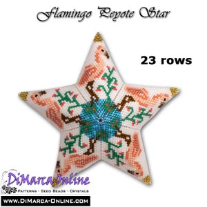 Tutorial 23 rows - 3D Peyote Star Beading Pattern FLAMINGO with Basic Instructions