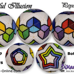 3D Peyote Ball Beading Pattern 11 rows - COLOURFUL ILLUSION with Basic Instructions Tutorial