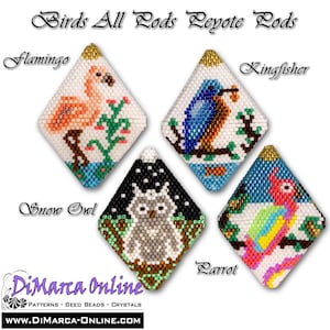Tutorial 23 - 24 rows - 3D Peyote Pod Beading Pattern BIRDS ALL STARS (4 x) with Basic Instructions Tutorial