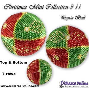 Patrón de abalorios de bolas de peyote 3D de 7 filas - MINI NAVIDAD 11 con tutorial de instrucciones básicas