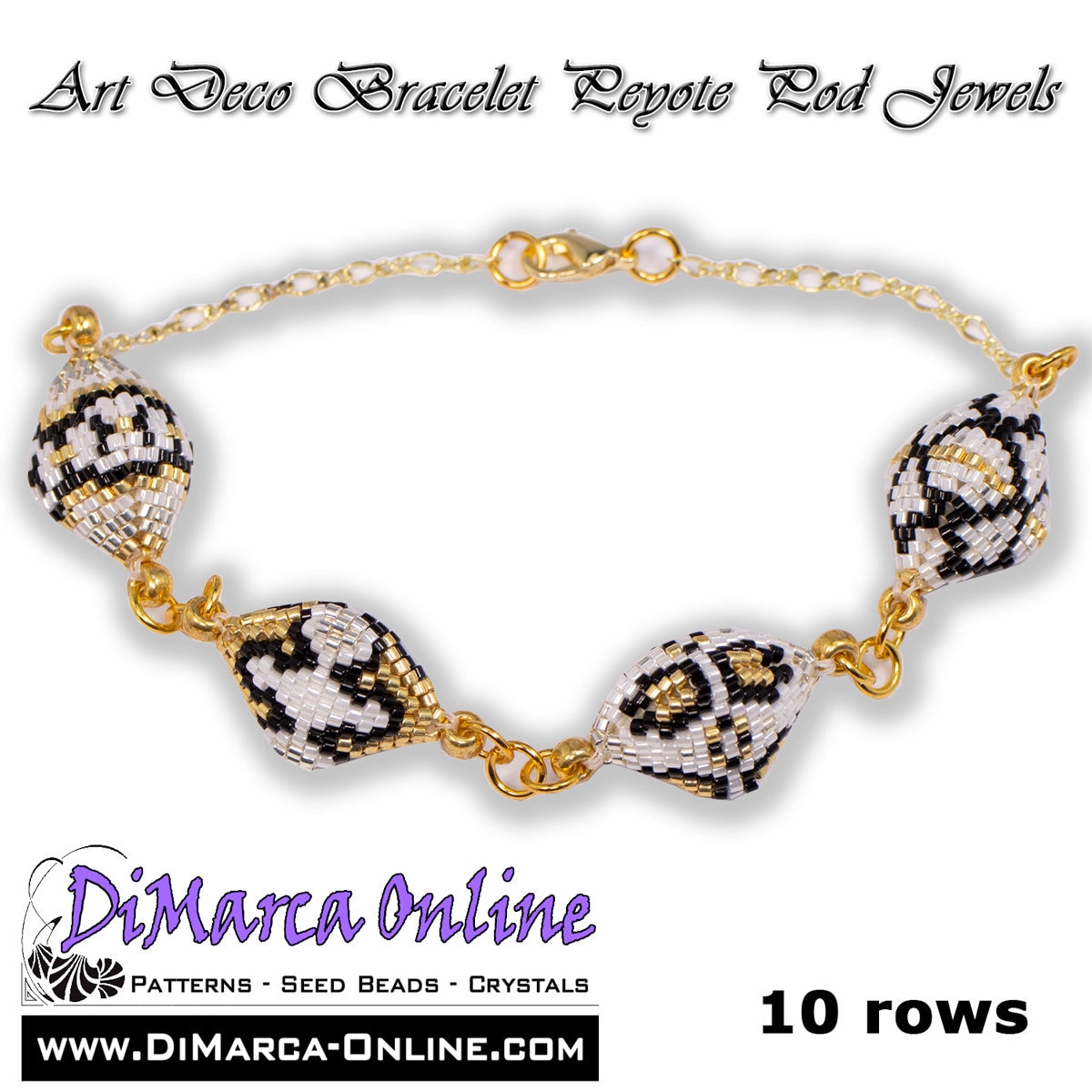 Tutorial 10 Rows - 3D Peyote Pods Beading Patterns Art Deco Bracelet ...