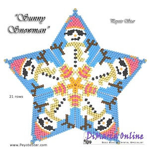 3D PEYOTE STAR Beading Pattern/Tutorial Sunny SNOWMAN Star + Basic Instructions