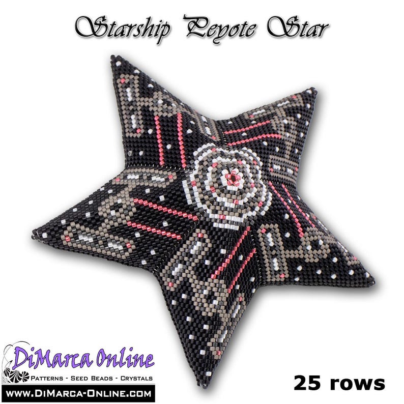 Tutorial 25 rows - 3D Peyote Star Beading Pattern STARSHIP with Basic Instructions image 4