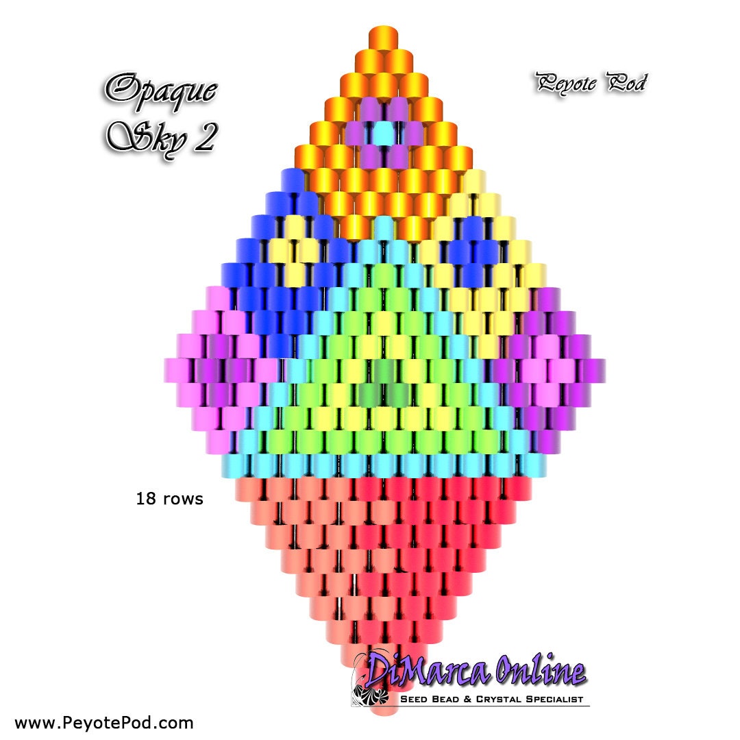 Tutorial 15 Rows - 3D Peyote Pod Beading Pattern OPAQUE SKY 1 With ...