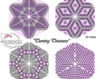 Patrón/Tutorial de cuentas 3D KALEIDOCYCLE TORNEANDO TESOROS con instrucciones básicas