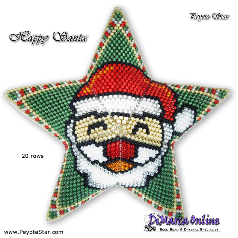 3D Peyote Star Beading Pattern HAPPY SANTA With Basic | Etsy