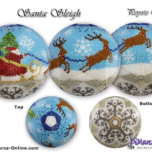 3D Peyote Ball Beading Pattern 15 rows - SANTA SLEIGH with Basic Instructions Tutorial