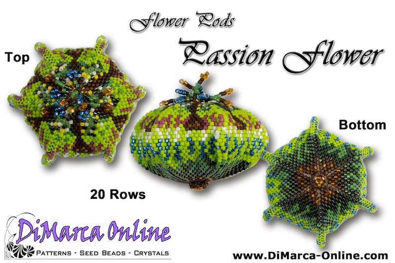 Tutorial 20 Rows - 3D Peyote POD Beading Pattern FLOWER (6 Sides) 3D ...