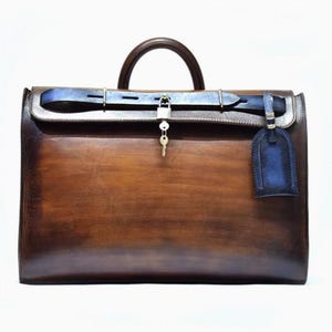 Bolso Moro, bolso vintage de cuero marrón para portátil, maletín de viaje, bolso de oficina con asa superior, regalo para jefe o papá.