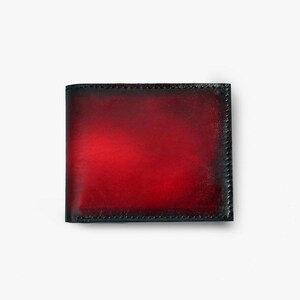 Cartera Moro Bi-Fold, hecha a mano en cuero de plena flor, de piel de vacuno roja, portamonedas de lujo, ideal para regalar en el Día del Padre, billetera de diseñador.