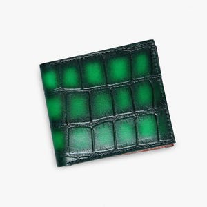 Cartera plegable Sharar, billetera RFID de piel de caimán repujada, regalo de diseñador de lujo para él y ella, elegante idea de billetera para el Día del Padre.