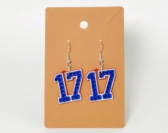 Pendientes deslumbrantes de la camiseta n.° 17 de Josh Allen