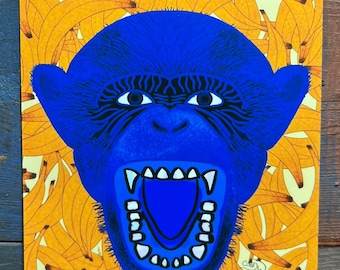 Chimp crazy wall art, art print unframed