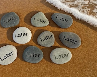2" Engraved Stones | Personalized Text | Smooth Grey Stones