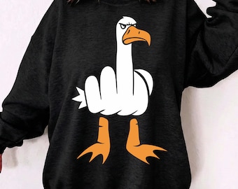 Rude Seagull SVG PNG, Middle Finger Seagull Shirt, Adult Humor Shirt, Funny Gesture Flip Off Svg.
