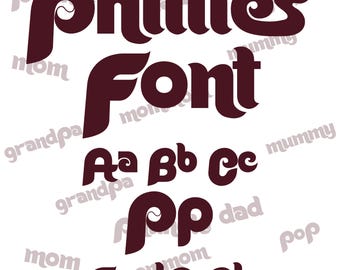 Phillies Style Script Font TTF, Retro Baseball Jersey Font for Cricut, Sports Shirts, Retro Philadelphia Baseball Alphabet, Team Letters
