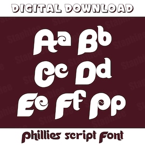Fuente estilo Phillies (TTF), fuente retro de béisbol para Cricut, camisetas deportivas, alfabeto retro de béisbol de Filadelfia, letras de equipo