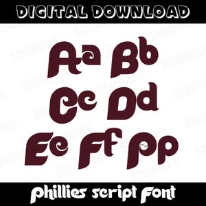 Fuente estilo Phillies (TTF), fuente retro de béisbol para Cricut, camisetas deportivas, alfabeto retro de béisbol de Filadelfia, letras de equipo