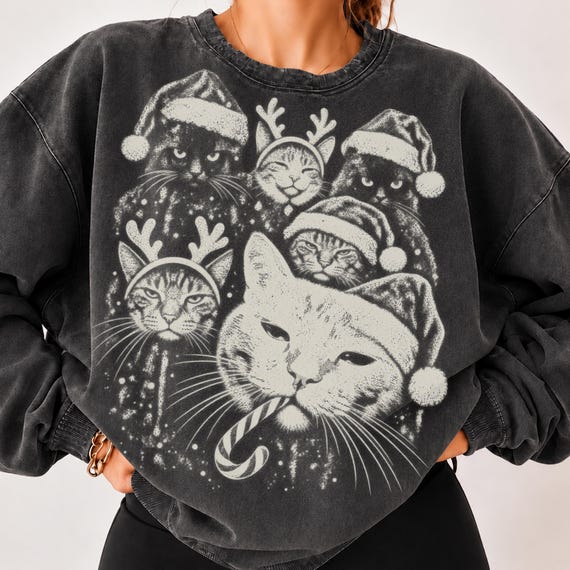 Christmas Cat PNG, Funny Christmas Cats Png, Santa Cat Png, Reindeer Cat Png, Vintage Cat Png, Cat Lover Christmas Png, Holiday Cats Png