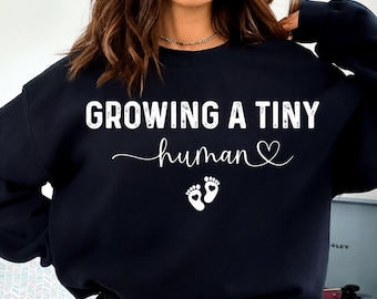Growing A Tiny Human SVG PNG, Mom Pregnancy Gift, Mom Birthday Gift Shirt, Baby Bump Shirt, Mom to Be Shirt, Baby Reveal Maternity Gift Svg