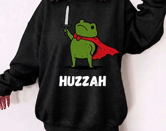Huzzah Frog Knight PNG, Huzzah Frog with Sword Png, Medieval Frog Shirt Design, Renaissance Faire Frog PNG, Weirdcore Meme, Sublimation PNG
