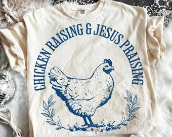 Christian poulet SVG PNG, élevage de poulet et t-shirt de louange de Jésus, cadeau pour amateur de volaille foi, vêtements de culte de la vie à la ferme, chemise Png drôle d'église