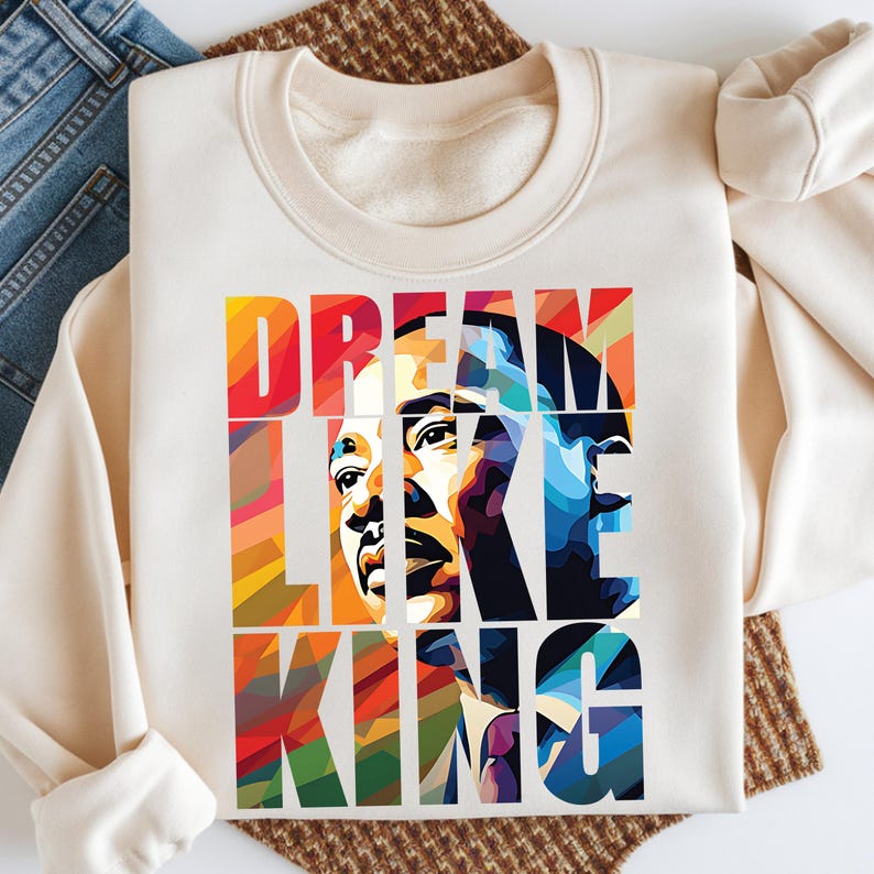 Sogna come un re PNG, maglietta "I have a dream", mese della storia dei neri di Martin Luther King PNG, giorno di Martin Luther King PNG, design della felpa "Be the Dream", maglietta "Sogna come Martin" immagine 7