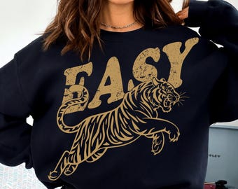 Easy Tiger SVG PNG , Retro Boho Distressed Tiger SVG, Easy Tiger Shirt, Trendy Svg, Vintage Animal Graphic Png, Hippie Png, Sarcastic Shirt