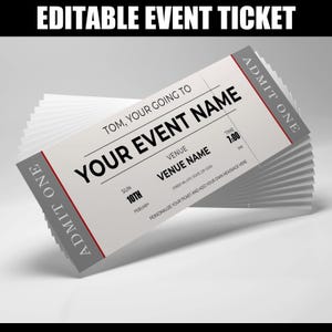 Event Ticket Vorlage, EDITIERBARE DIY Event Printable, Surprise Getaway, Einladung, Weihnachten, Geschenk für ihn, Musical, Theatershow, Konzert