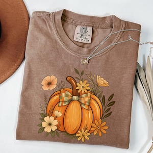 Floral Fall Pumpkin Png, Boho Pumpkin Coquette Png, Vintage Autumn Shirt Design, Retro Halloween Flowers Png, Pumpkin Spice Sublimation