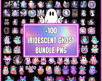 100+ Bundle di fantasmi iridescenti PNG, Fantasmi iridescenti PNG, Fantasmi iridescenti da discoteca, Halloween femminile PNG, Halloween civettuola PNG, Fantasmi carini PNG