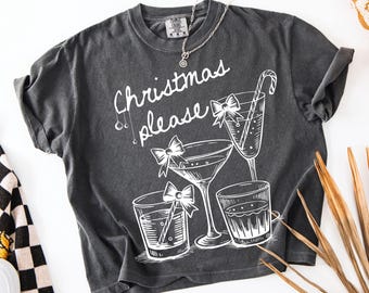Christmas Please SVG PNG, Retro Festive Cocktail Digital Art, Holiday Drink Sublimation Design for T-Shirts & Mugs, Christmas Shirt Design