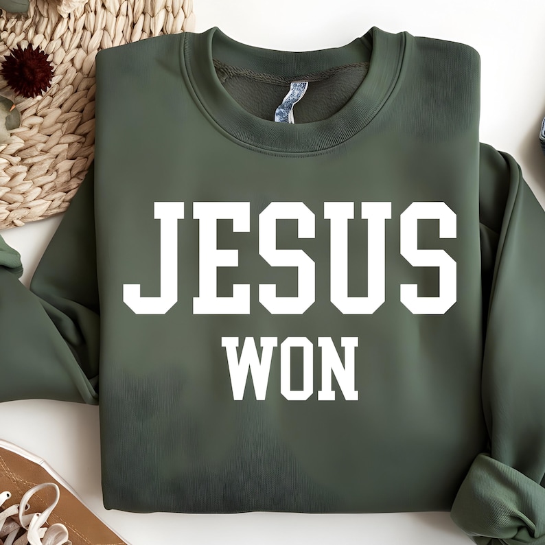 Jesus won SVG PNG, christlicher Entwurf, Jesus Shirt, christliches religiöses Shirt, Bibel-Vers-Shirt, christliches Shirt, christliches SweatshirtSvg Cricut Bild 1