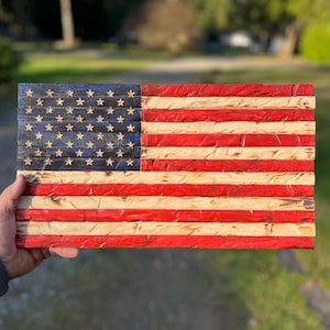 Wooden American flag 9x17inch