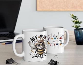Caneca de café personalizada Queen Bee, presente com nome personalizado