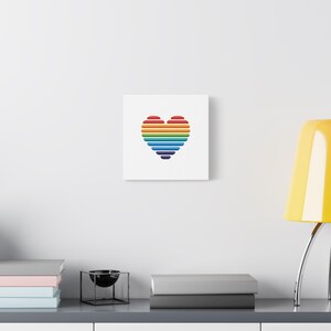 Pride Canvas Wall Art, LGBTQ Pride Rainbow Heart, Love Wins Decor, Queer Gift, LGBTQ Pride Gift