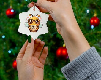 Adorno navideño de cerámica "Salva a las abejas" – Decoración navideña ecológica