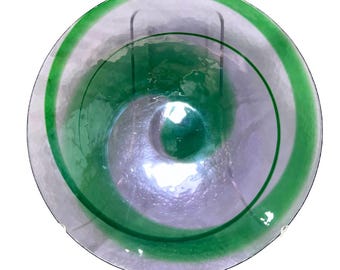 Vintage Murano Art Glass Charger: Amethyst with Green Swirl, 1960s