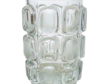 Brutalist Frosted Crystal Vase: Mid-Century Modern Scandinavian Art Glass