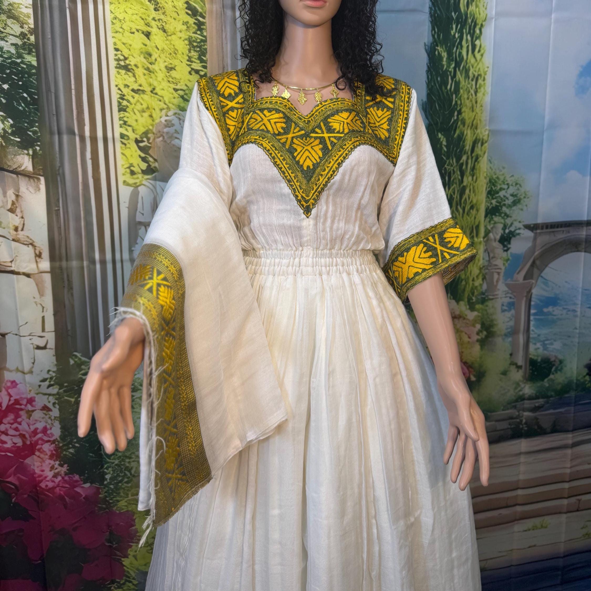 Handmade Habesha Dress: Ethiopian Eritrean Traditional Zuria Kemis Handmade Habesha Dress: Ethiopian Eritrean Traditional Zuria Kemis